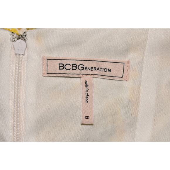 BCBGENERATION $110 Yellow Floral Ruffle Tiered Midi Dress Cottagecore XS‎ - Picture 5 of 5